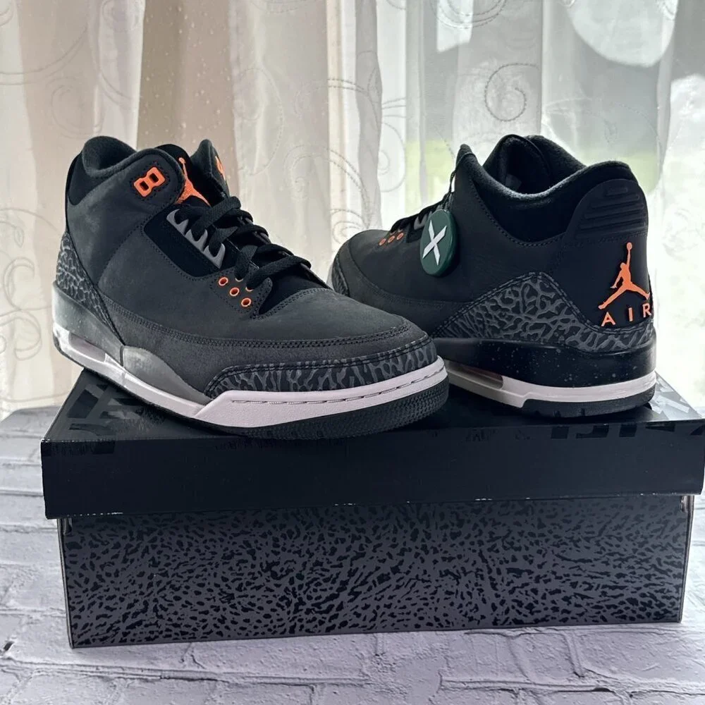 Nike Air Jordan Retro 3 Shoes Fear Pack Grey Orange OG CT8532-080 Mens Size 11